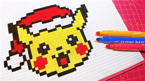 Christmas Pixel Art How To Draw Santa Claus Pikachu Pixelart Youtube