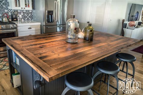 Multi tier wood top sink island…i love the wooden counter tops. Olsen Island Top | Porter Barn Wood