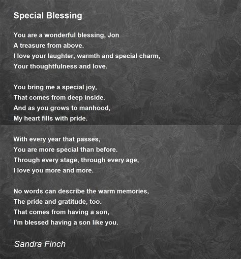 Special Blessing Special Blessing Poem By Sandra Finch