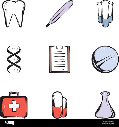 Cosas Médicas Los Iconos De Estilo De Dibujos Animados Imagen Vector