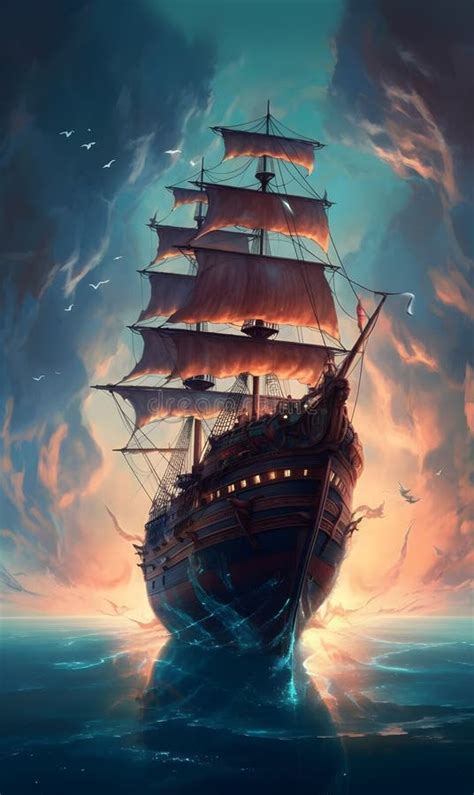 Fantasy Sailing Ship Wallpaper