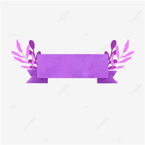 Purple Ribbon Banner With Leaf Flowers Ribbon Banner Clipart Ribbon