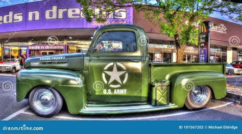 Classic 1950s Us Army Ford Pickup Truck Editorial Photography Image