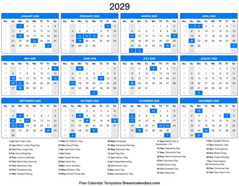 2029 Calendar