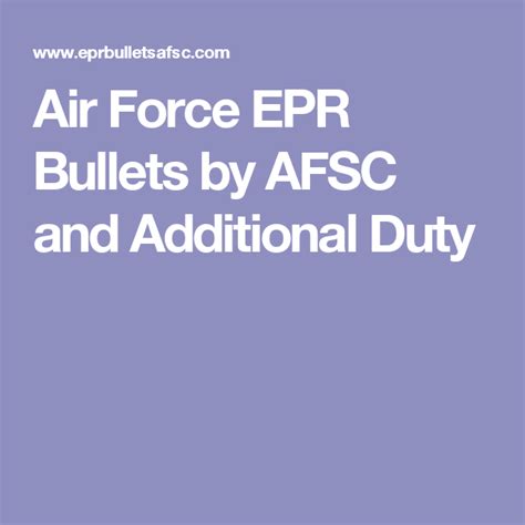 Like a tiny acorn that grows into a mighty oak, it all starts with the lowly epr bullet. Air Force EPR Bullets by AFSC and Additional Duty | Air ...