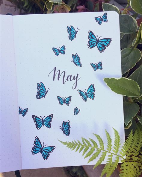 May Butterfly Bullet Journal Cover Page Bullet Journal Themes Bullet