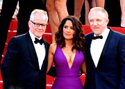 Hayek with Thierry Frémaux and François-Henri Pinault at the 2015 Cannes Film Festival (May 2015)