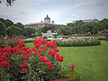 view on the Volksgarten; in the background : Grillparzer monument