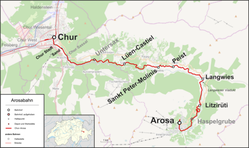 Chur-Arosa railway line (RhB), Langwies,