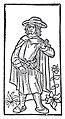 Stock woodcut image, used to represent François Villon in the 1489 printing of the Grand Testament de Maistre François Villon