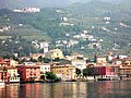 View from the lake: Church S. Stefano, Palazzo del Capitano Veneziano, houses