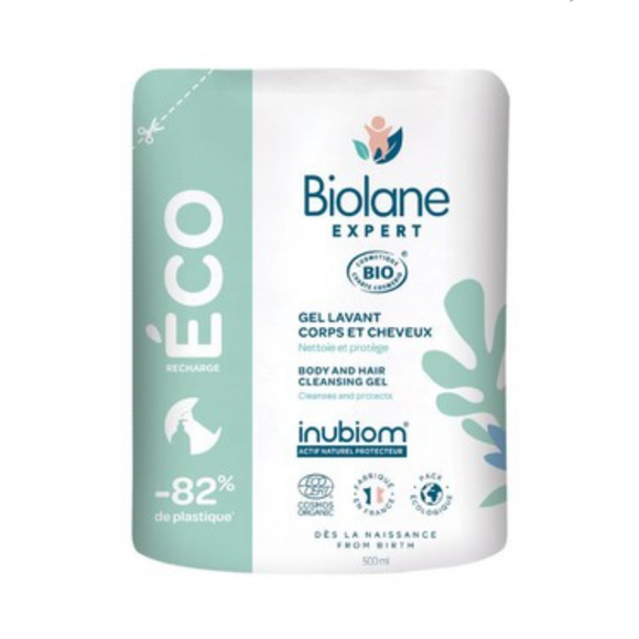 Biolane Expert BIO Body and Hair Cleansing Gel 500ml Refill