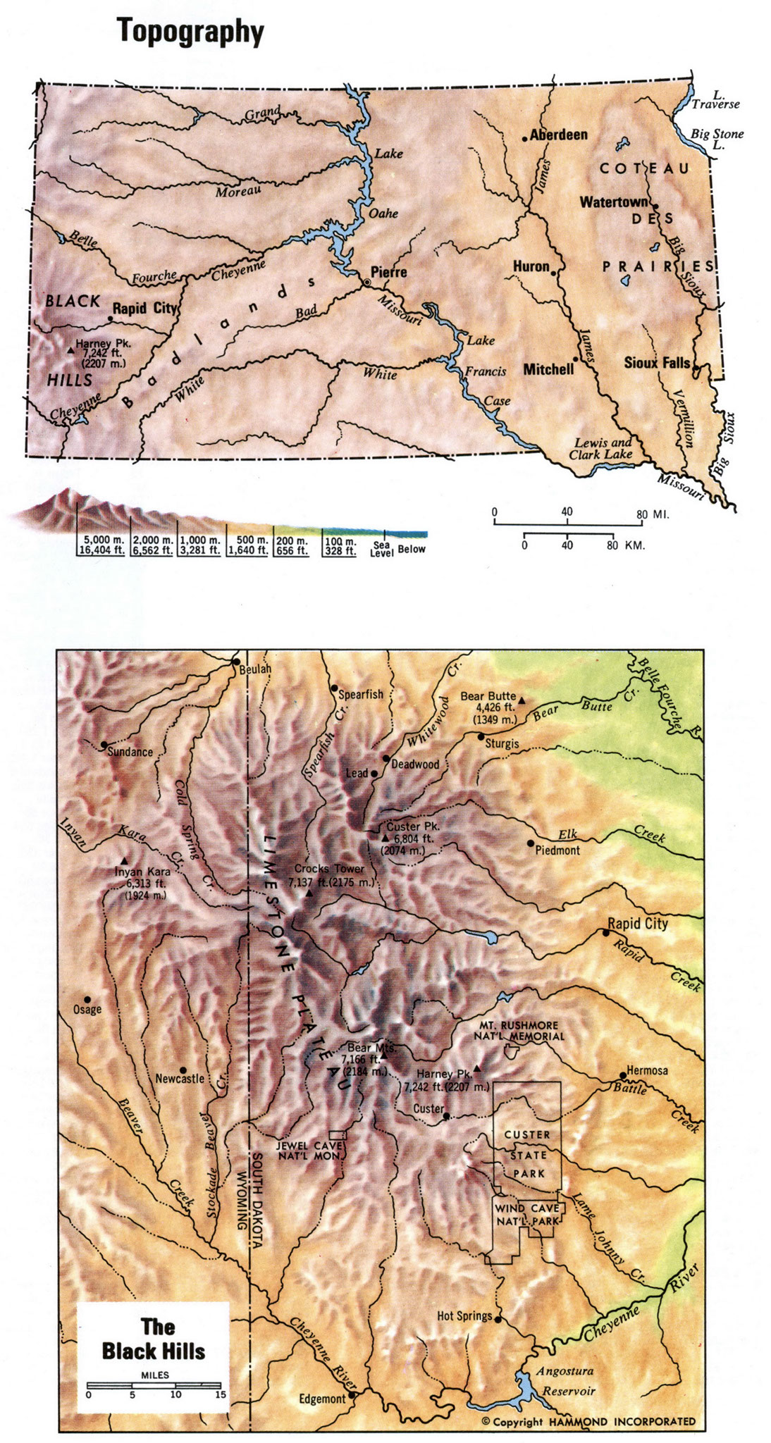 Landscape map of South Dakota