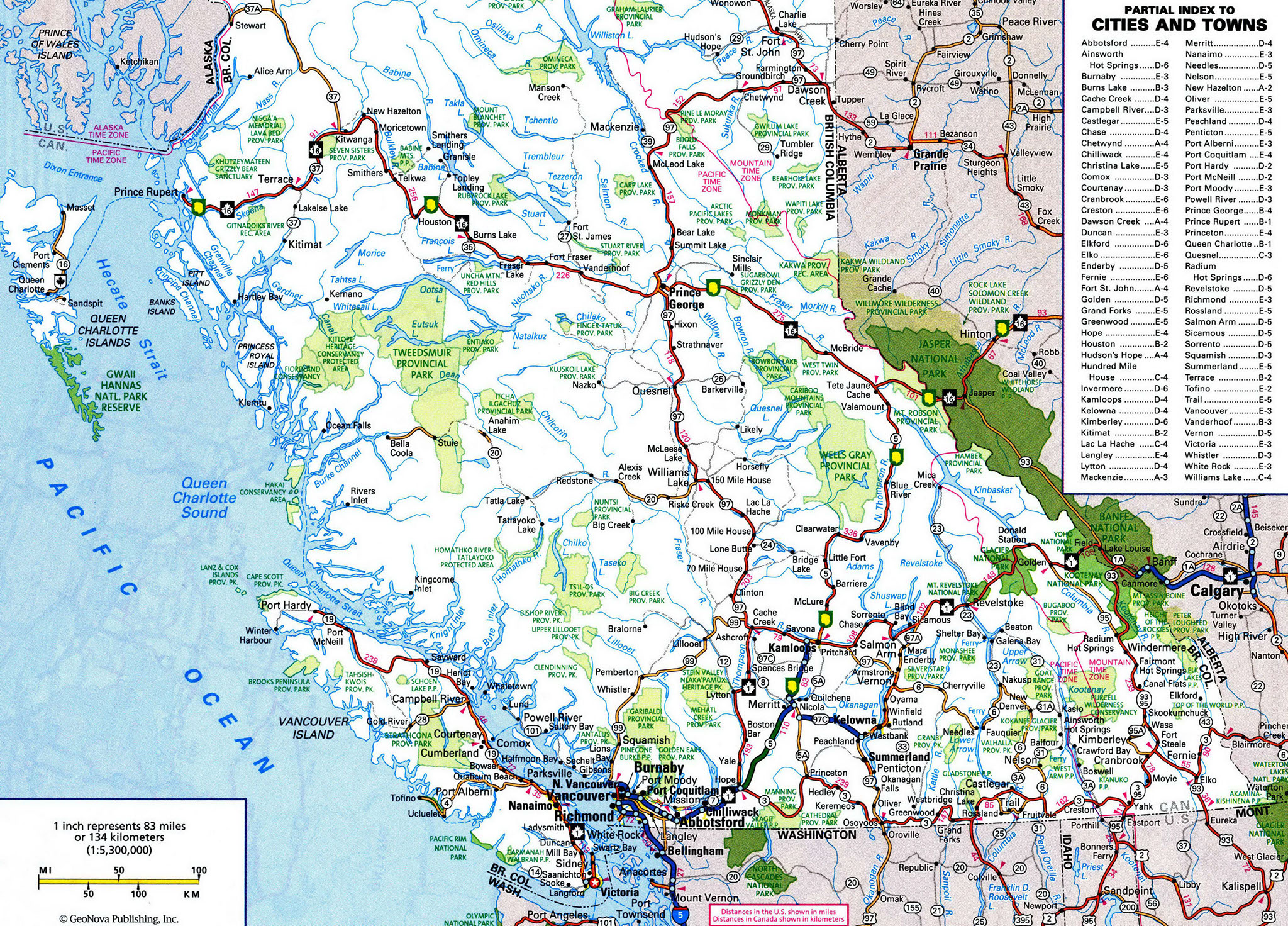 British Columbia Map With Cities