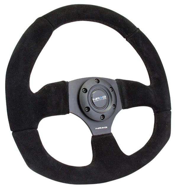 NRG Reinforced Steering Wheel (320mm Horizontal / 330mm Vertical) Black Suede