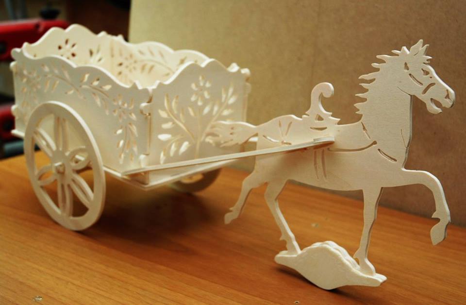 Laser Cut Cart with Horse PDF File | Vectors File