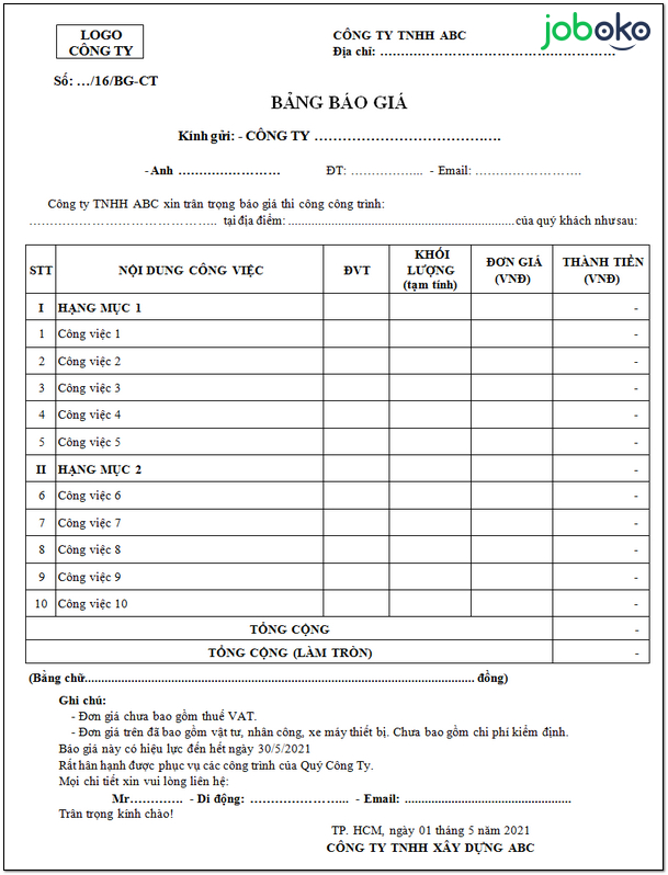 Tổng hợp hơn 20 cách làm bảng báo giá trên excel mới nhất ...