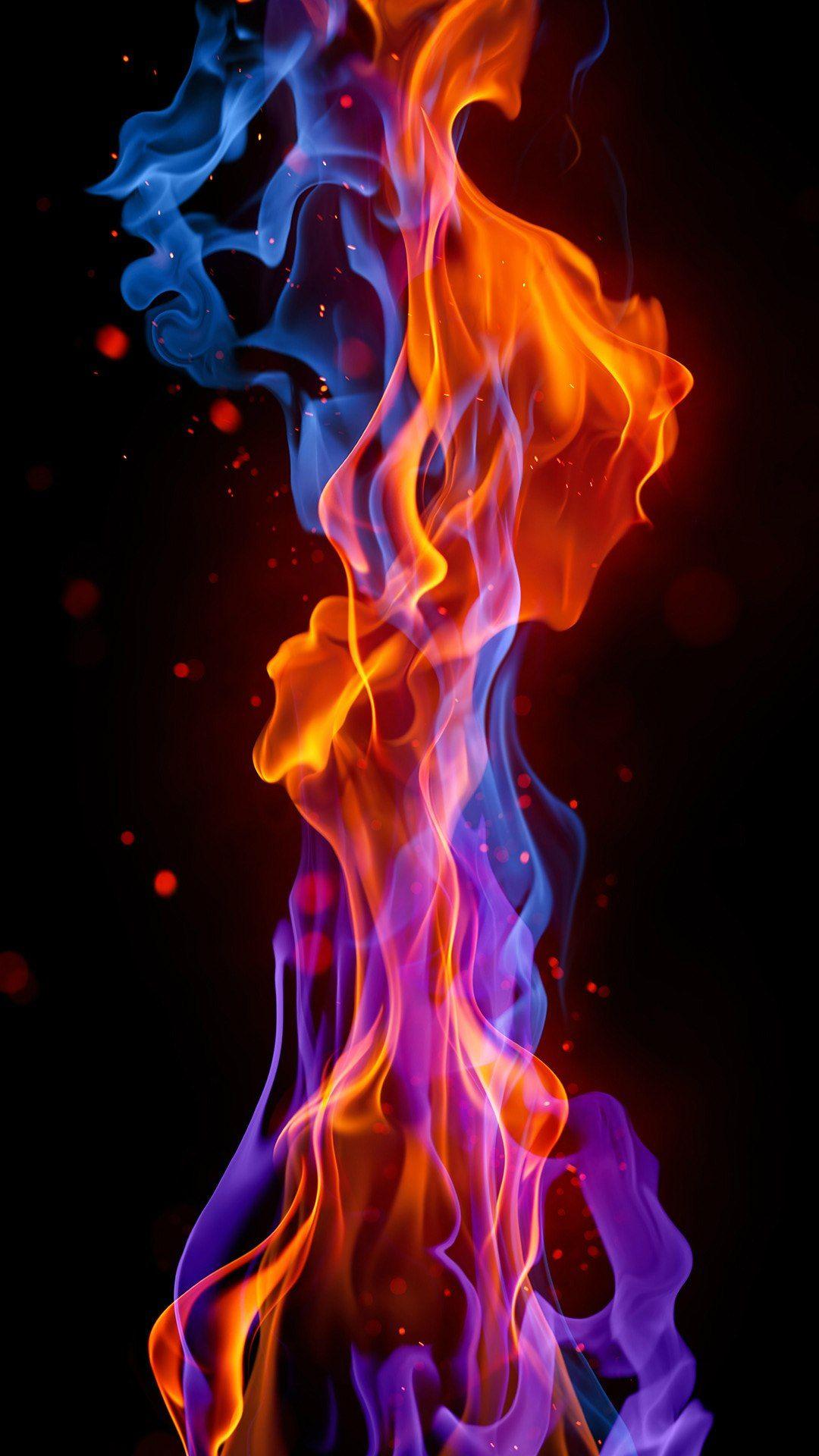 Red And Blue Fire Background