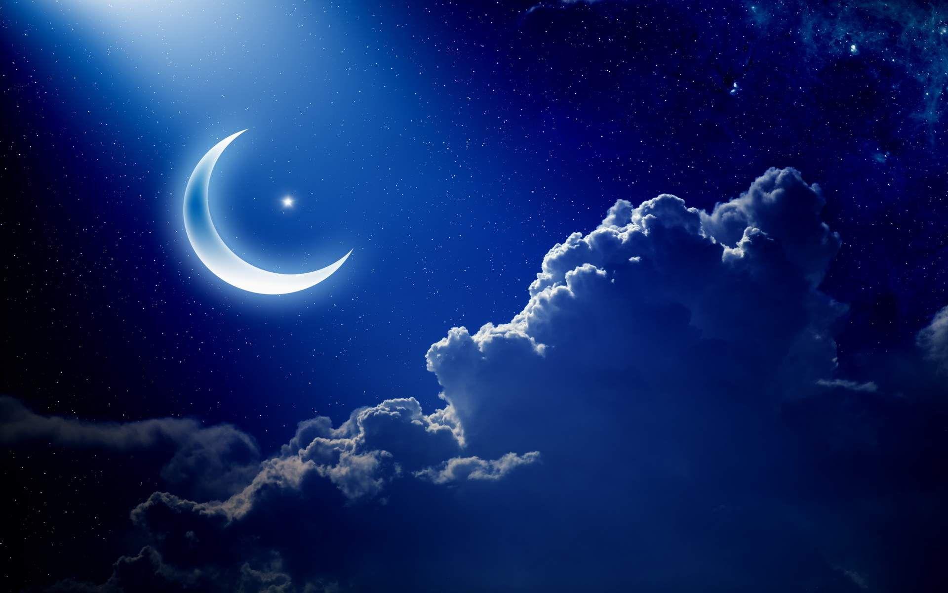 Blue Crescent Moon Wallpaper