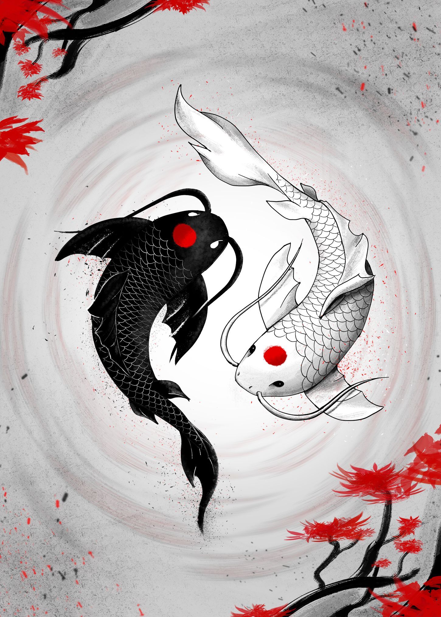 Yin Yang Koi Fish Wallpaper