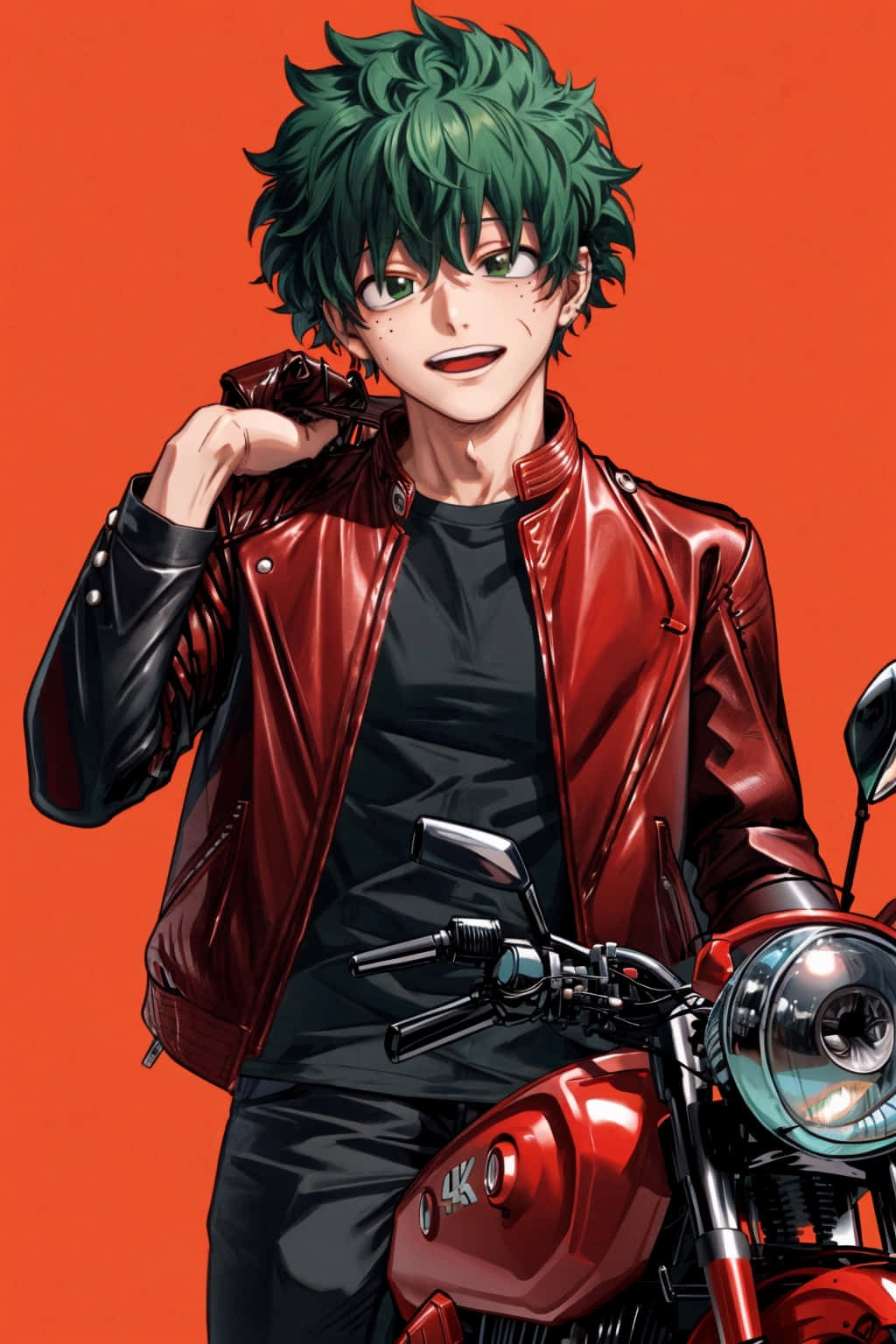 Download Deku Motorcycle Cool Pose Wallpaper | Wallpapers.com