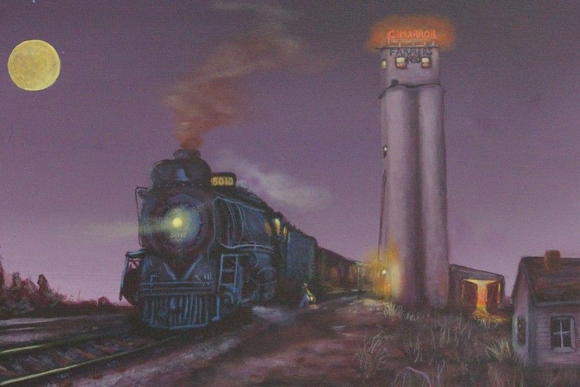 Farmers Elevator Cimarron Kansas Glory Years Railroad Santa Fe Dodge City  Marshal Steam Engine Old West Allen Bailey Dual Wallpaper