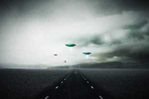 sci, Fi, Invasion, Ufo, Spaceship, Spacecraft, Roads, Landscapes, Sky, Clouds, Alien