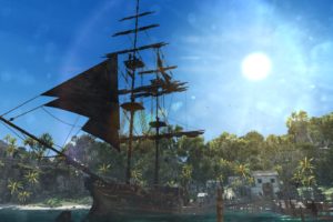 assassinand039s, Creed, Iv, Black, Flag, Edward, Kenwey, Pirate, Sword, Ship, Jackdaw, Water, Sea, Bay, Great, Inagua, Harbor, Sun