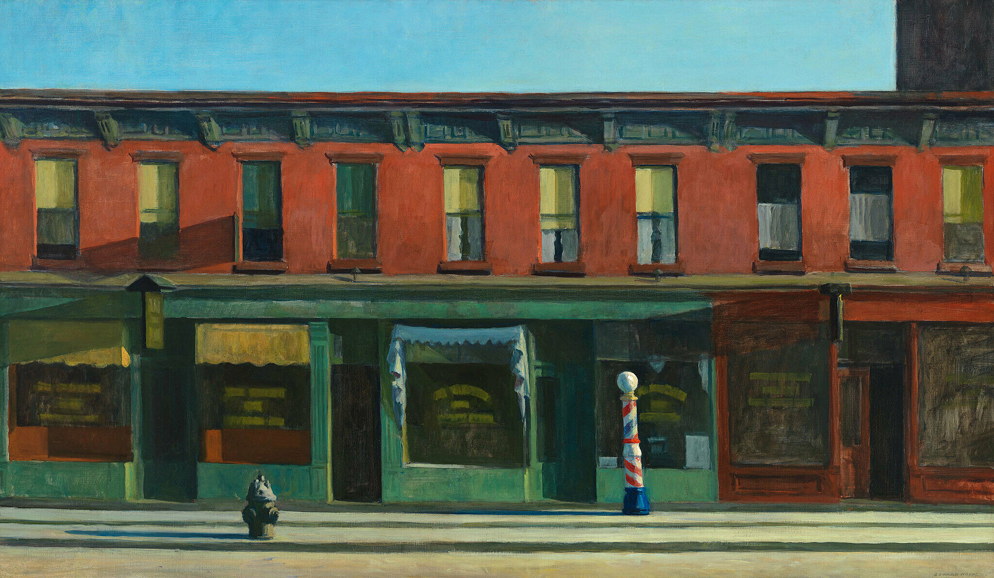 Hopper's iconic painting of empty street scene.