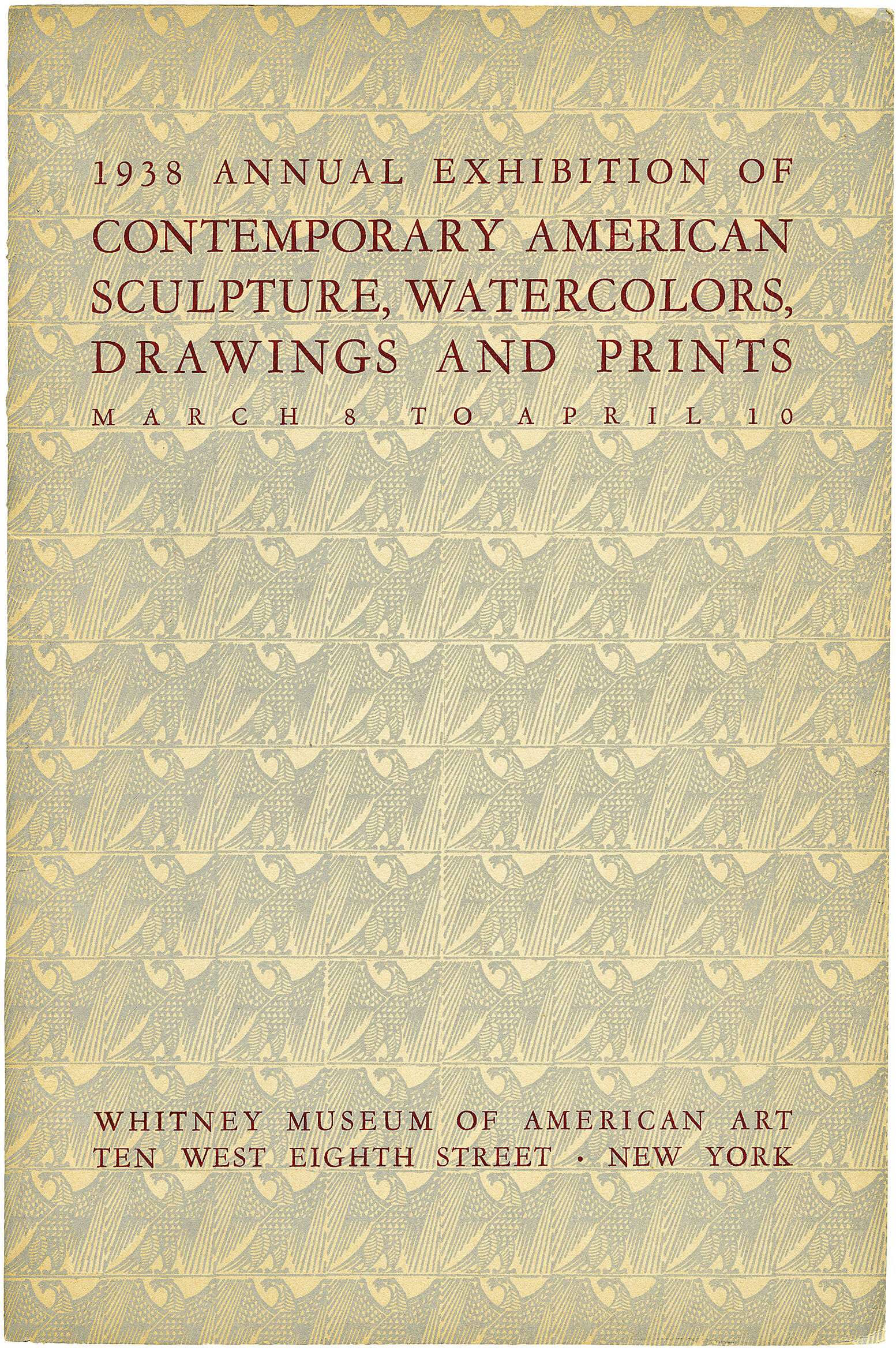 Cover for 1938 Annual Exhibition of Contemporary American Sculpture, Watercolors, Drawings and Prints catalogue