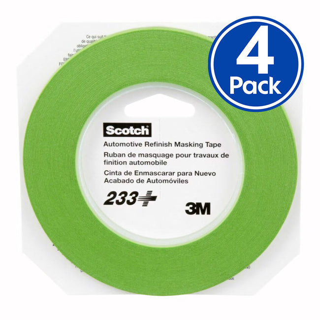 3M 233+ Automotive Performance Masking Tape 6mm X 55m x 4 Pack Rolls Fine Line