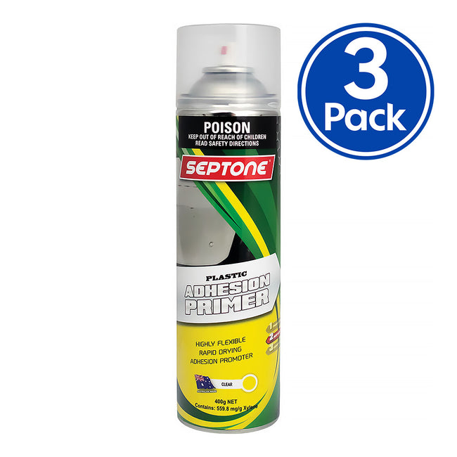 SEPTONE Automotive Plastic Primer Adhesion Promotor Spray 400g Aerosol Clear x 3 Pack