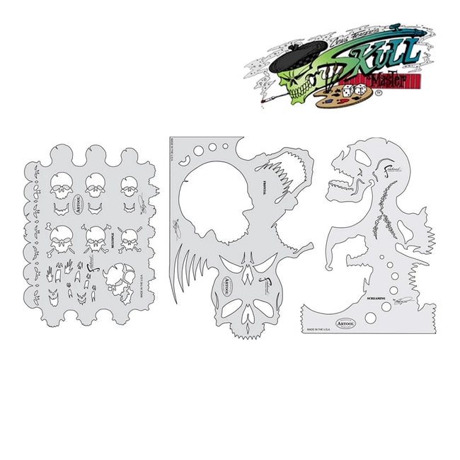 ANEST IWATA Skull Master Set of 3 Template Airbrush Design Stencil