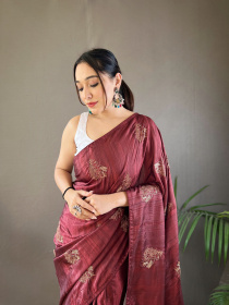 Pure Silk zari Woven designer Saree - Maroon