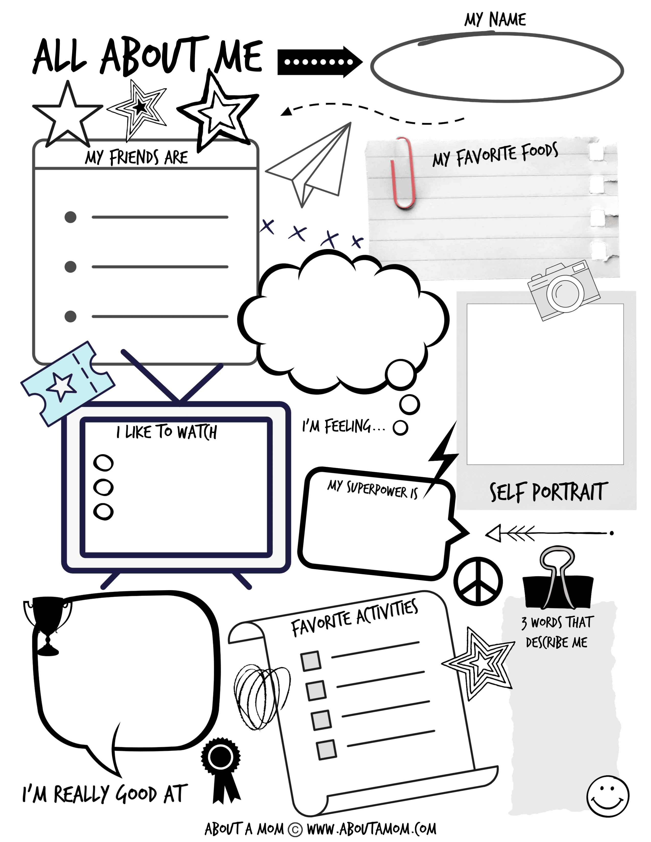 All About Me Worksheet Free Printable