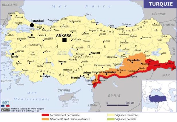 Carte des villes de Turquie