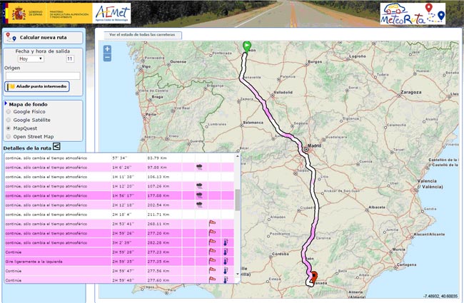 'Calculador de Rutas' de MeteoRuta