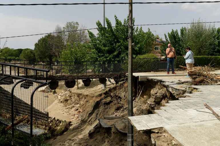 Collapsed footbridge