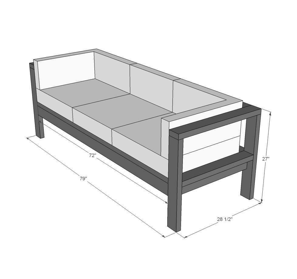 dimensions diagram for outdoor sofa