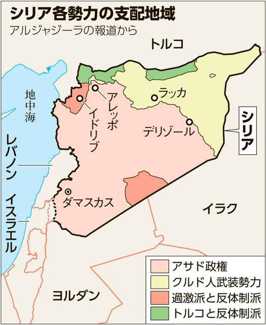 シリア各勢力の支配地域