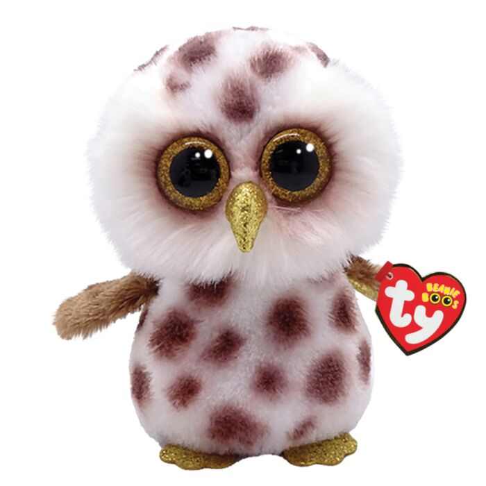 TY Beanie Boos Whoolie Plush Owl White Spotted 15cm