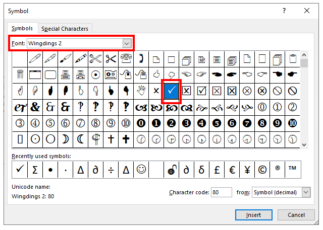 Insert Check Mark In Word Character Code - Printable Templates