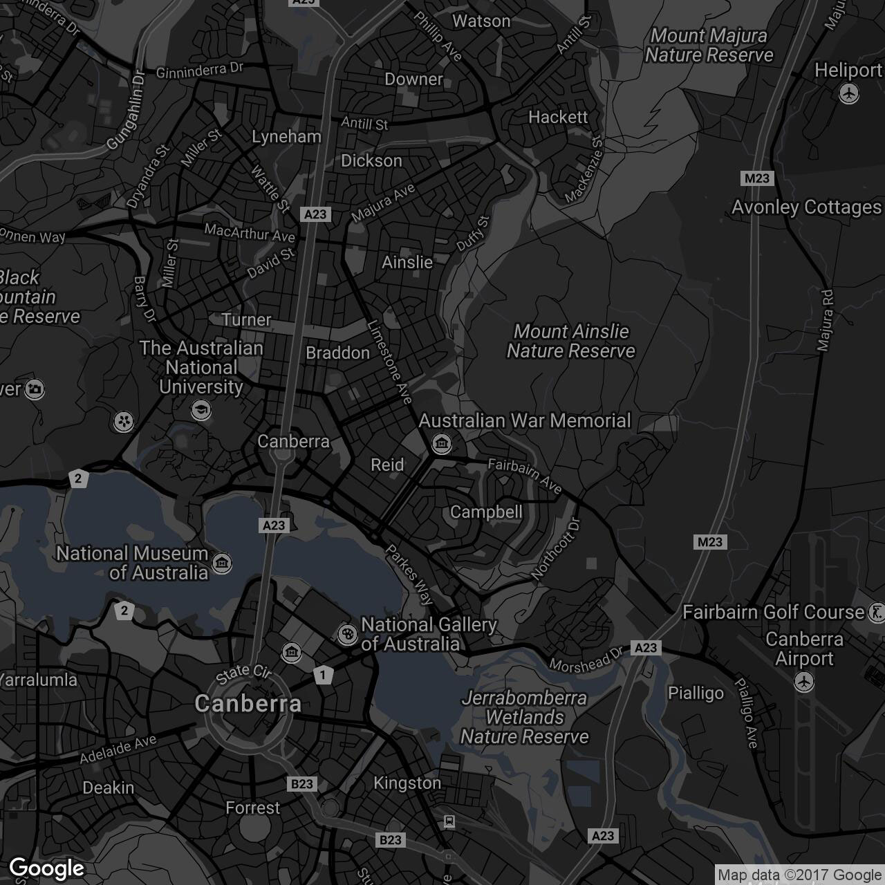 Location map of The Australian War Memorial