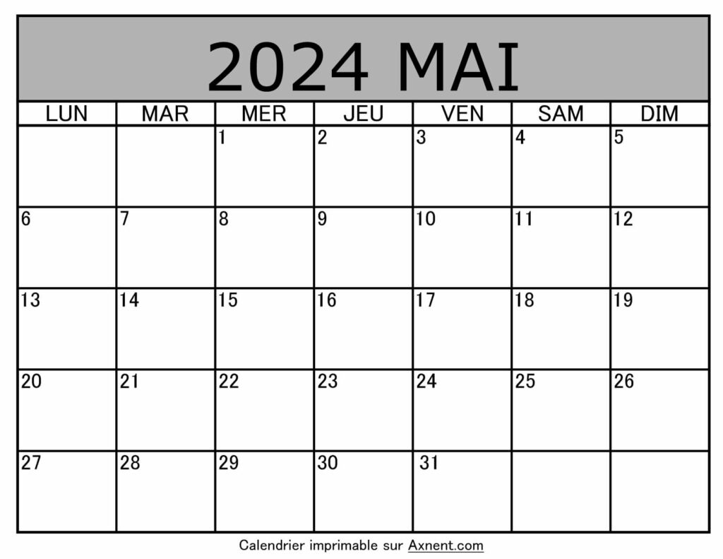 May 2024 Calendar to Print - Time Management Tools By Axnent