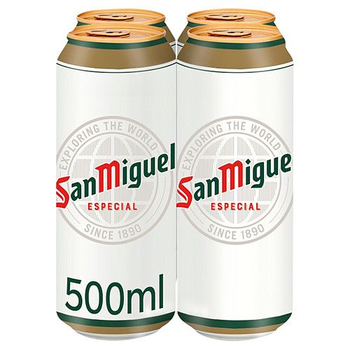 San Miguel Premium Lager Beer 4 x 500ml Cans