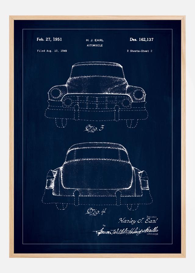 Rysunek patentowy - Cadillac II - Niebieski Plakat