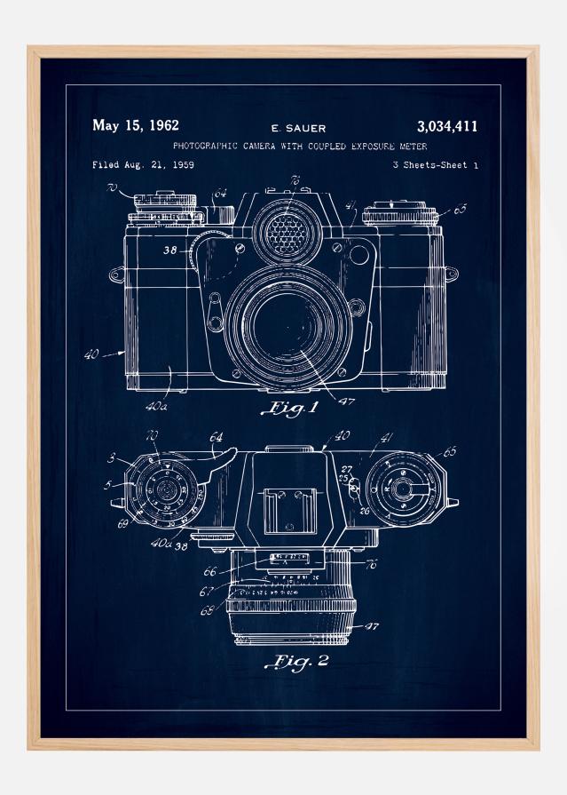 Rysunek patentowy - Aparat fotograficzny w - Niebieski Plakat