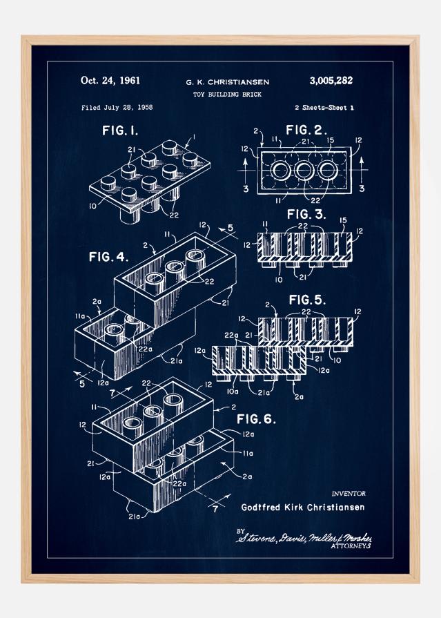 Patent Print - Lego Block I - Blue Plakat