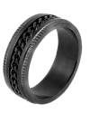 Black Curb Link Ring Wedding Band Stainless Steel  Size 8-15