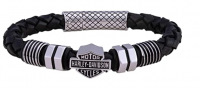 Harley Davidson Motorcycle&reg; Mod Jewelry&reg; Nuts and Bolts Leather Braided Men's Bracelet  HSB0220